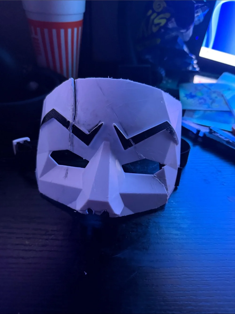 White Geometric Men’s Face Mask - Modern Costume Accessory